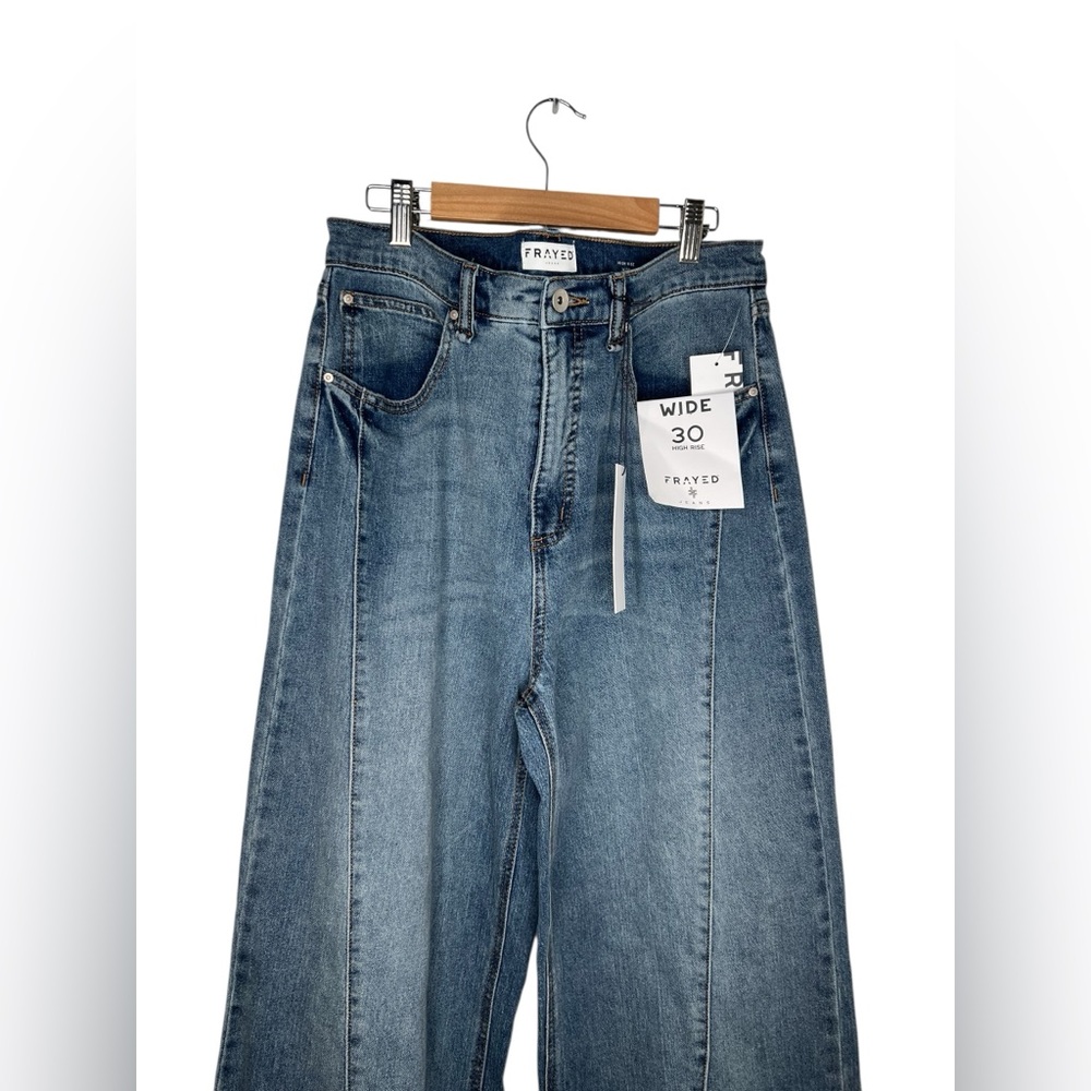 Frayed Seamed Wide Legs Stylish Women's Jeans - Picture 7 of 16